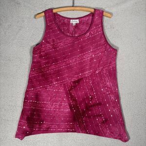 Dressbarn Top Women’s Size XL Pink Sequins Fairy Whimsy Bohemian Boho Y2K Retro